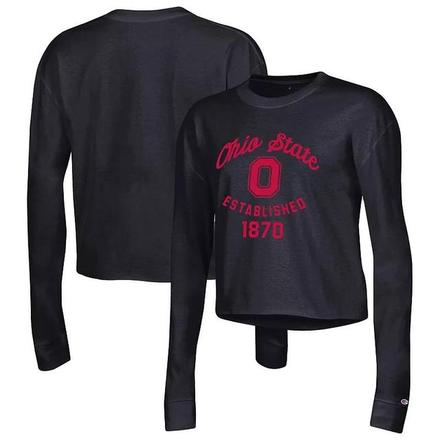 Womens Champion Ohio State Buckeyes Boyfriend Cropped Long Sleeve T-Shirt Product Image