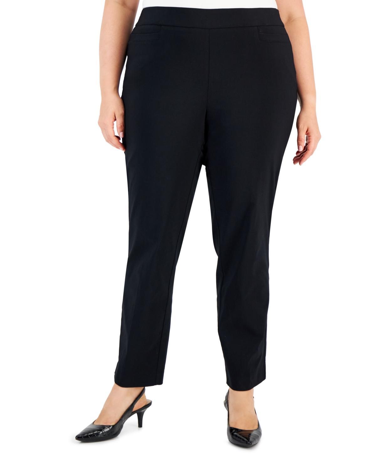 Jm Collection Plus Size High Rise Pull-On Straight Leg Pants, Created for Macys Product Image