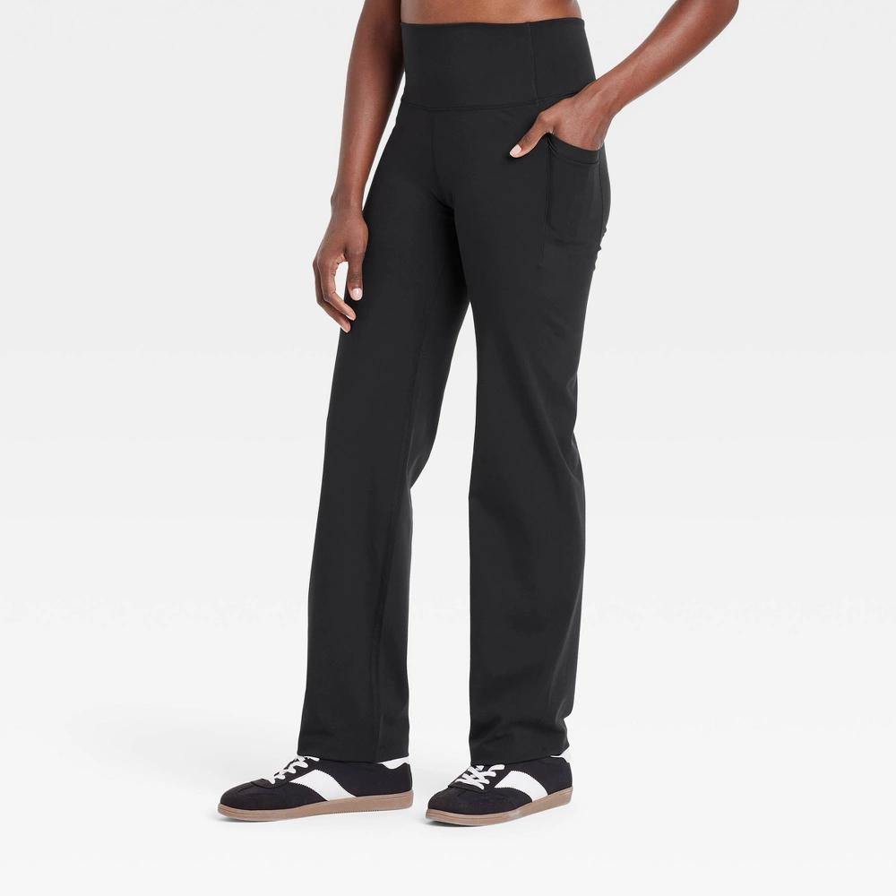 Womens Dynamic Flex High-Rise Pocketed Straight Leg Pants - All In Motion Black M Product Image