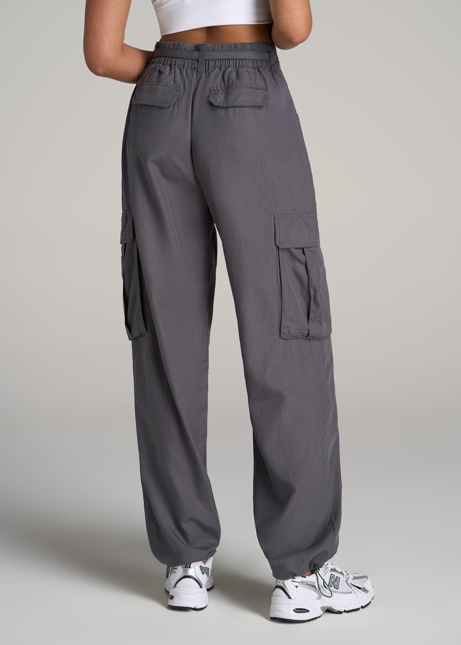 High Rise Cargo Parachute Pants for Tall Women in Slate Product Image