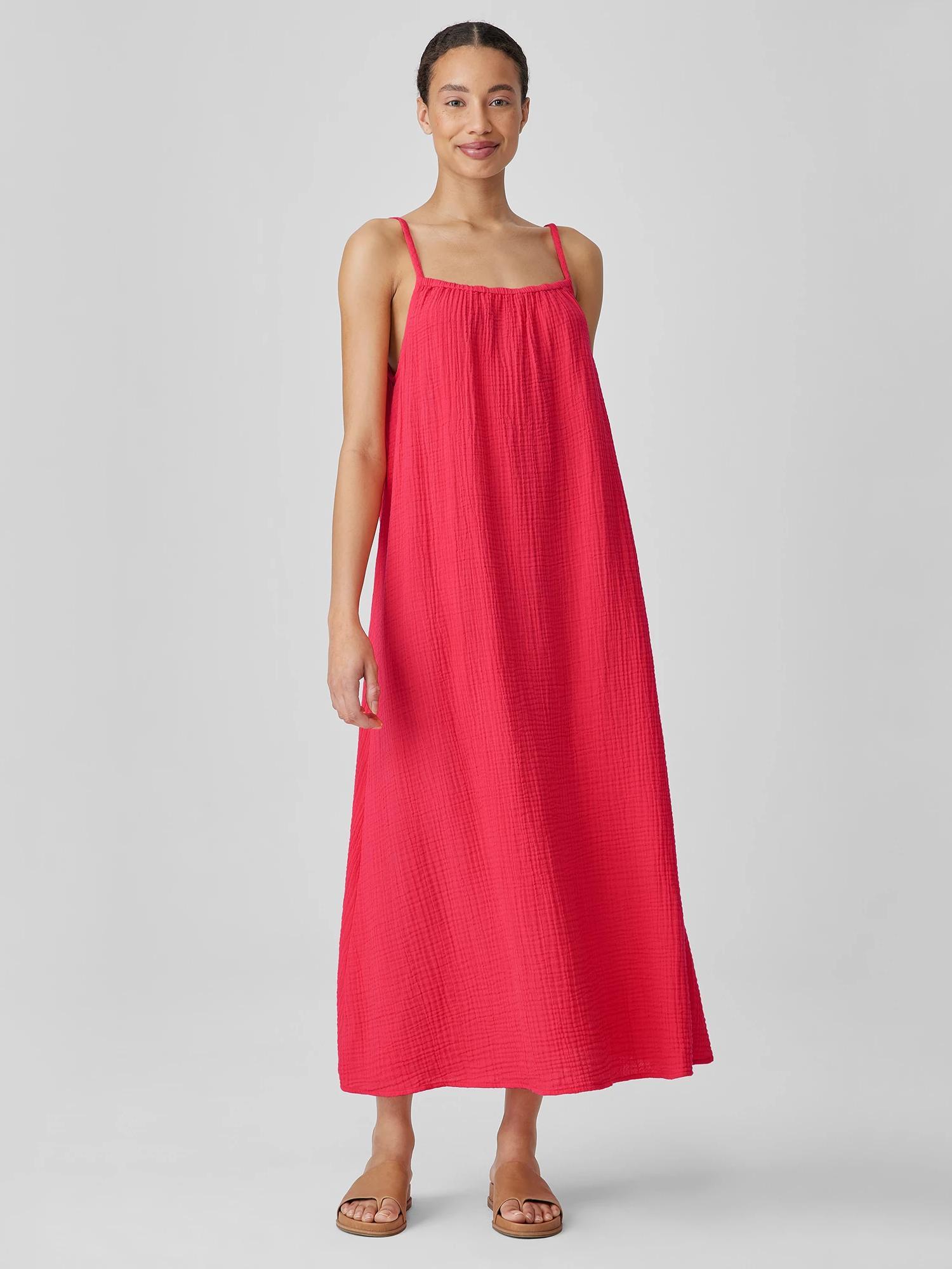 EILEEN FISHER Organic Cotton Lofty Gauze Cami Dressfemale Product Image