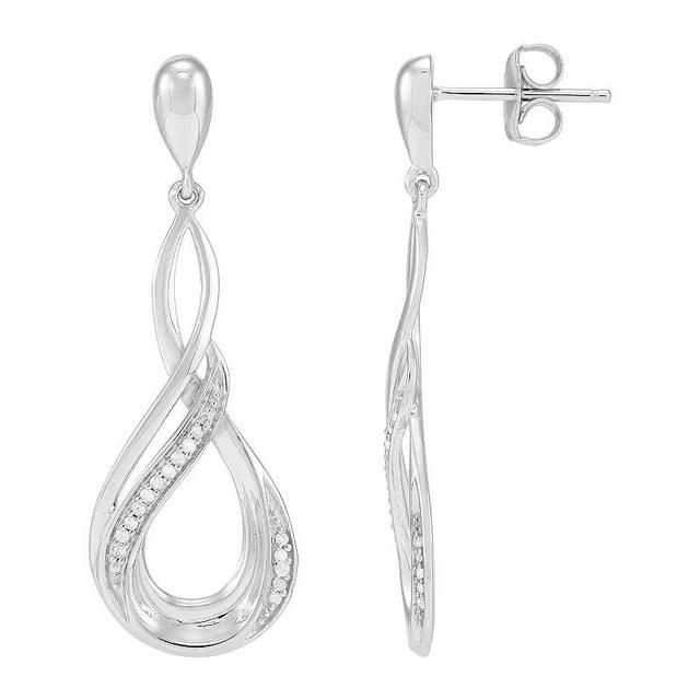 Sterling Silver 1/10 Carat T.W. Diamond Infinity Drop Earrings, Womens, White Product Image