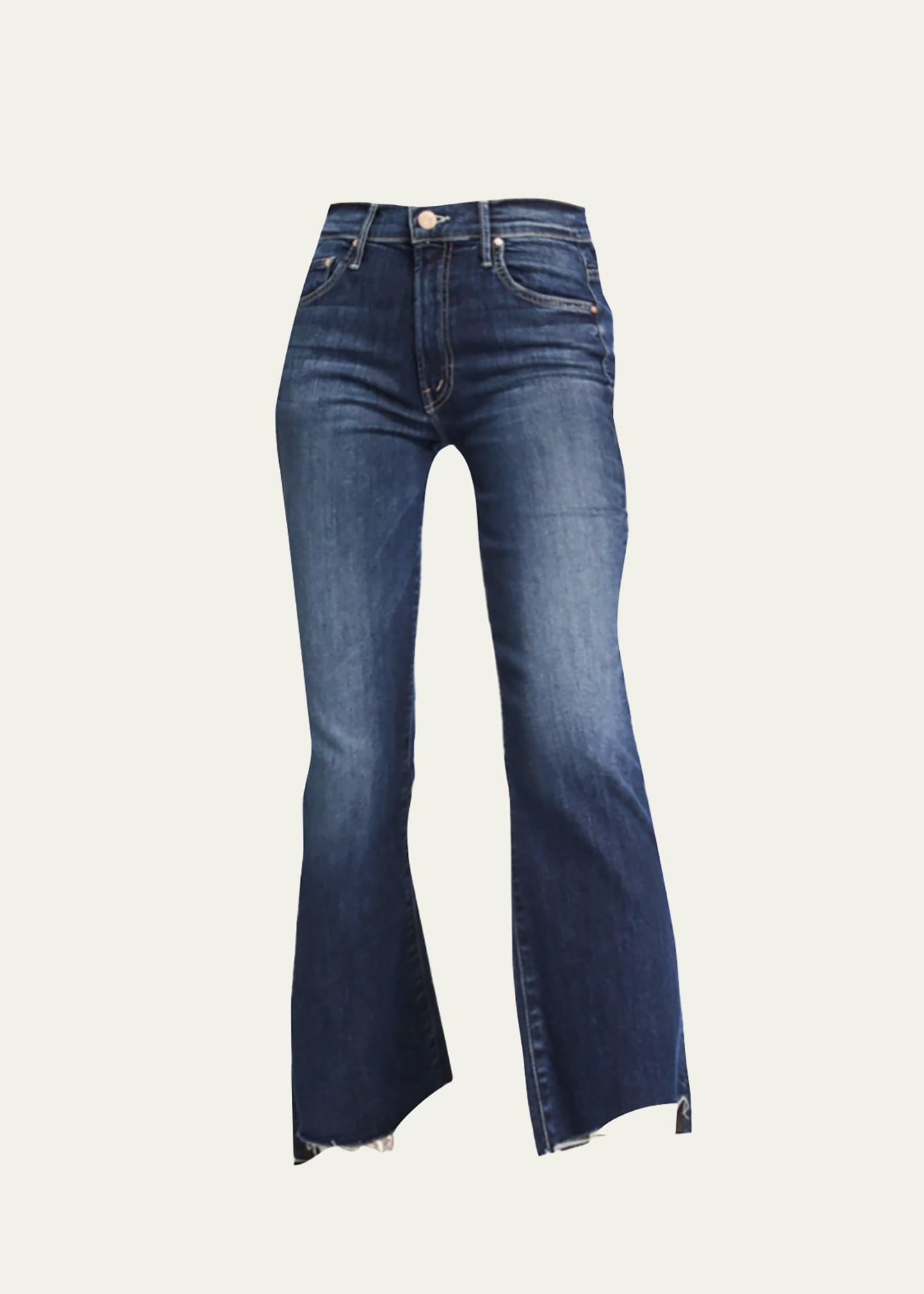 MOTHER The Insider Crop Step Fray in Teaming Up - Blue. Size 24 (also in 25, 26, 27, 29, 30, 34). Product Image