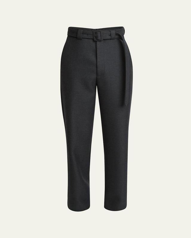 Mens Wool-Blend Gabardine Belted Pants Product Image