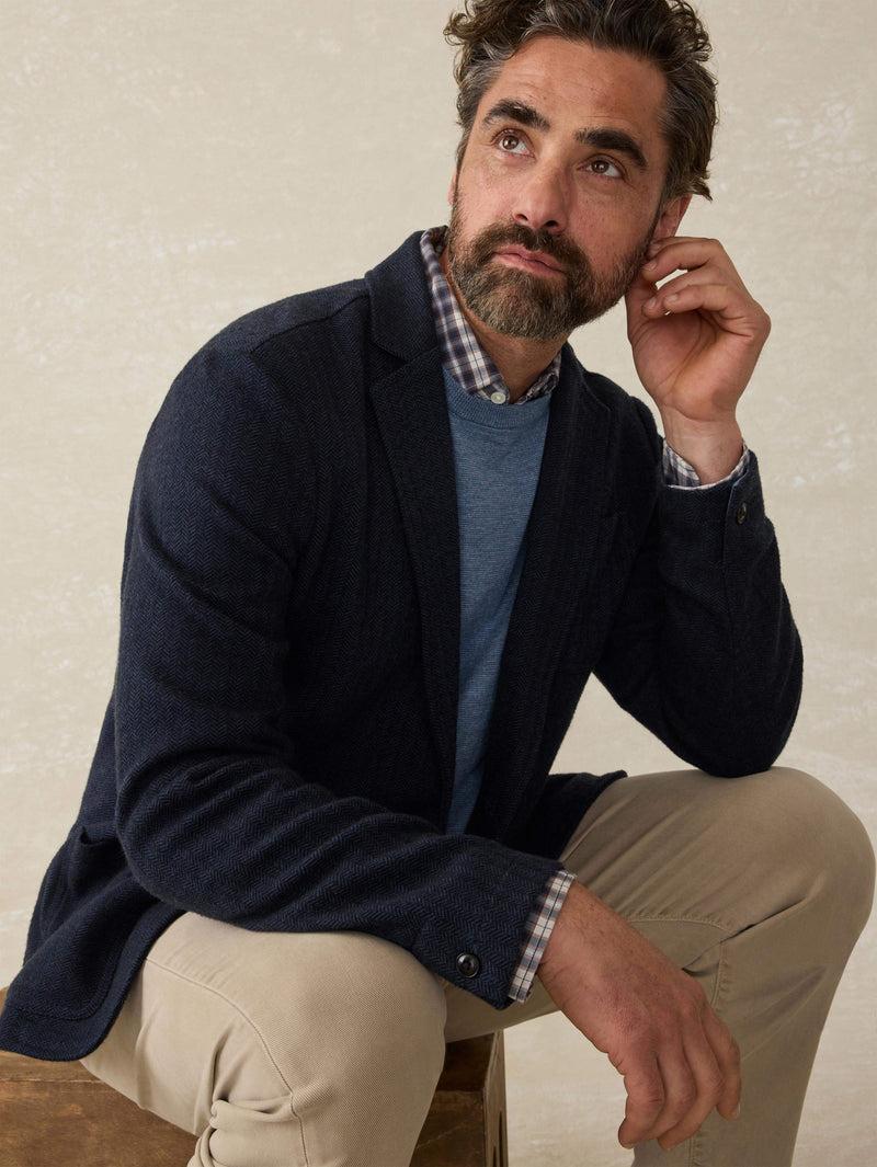 Inlet Knit Tweed Blazer - Navy Twilight Herringbone Product Image