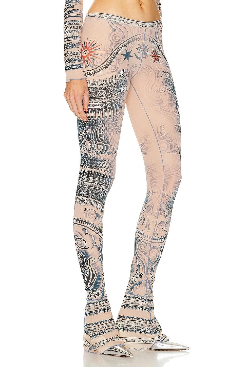 Jean Paul Gaultier Printed Soleil Flare Trouser in Nude Product Image