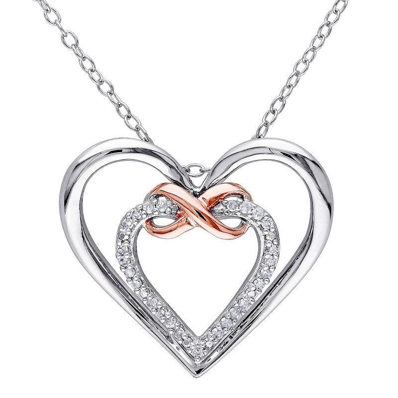 Stella Grace 2-Tone Sterling Silver 1/10 Carat T.W. Diamond Infinity Heart Pendant Necklace, Womens Two Tone Product Image