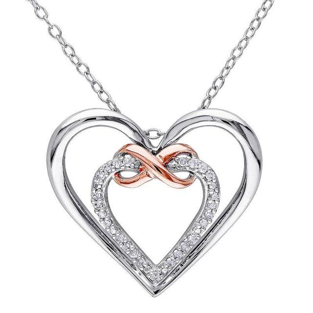 Stella Grace 2-Tone Sterling Silver 1/10 Carat T.W. Diamond Infinity Heart Pendant Necklace, Womens White Product Image