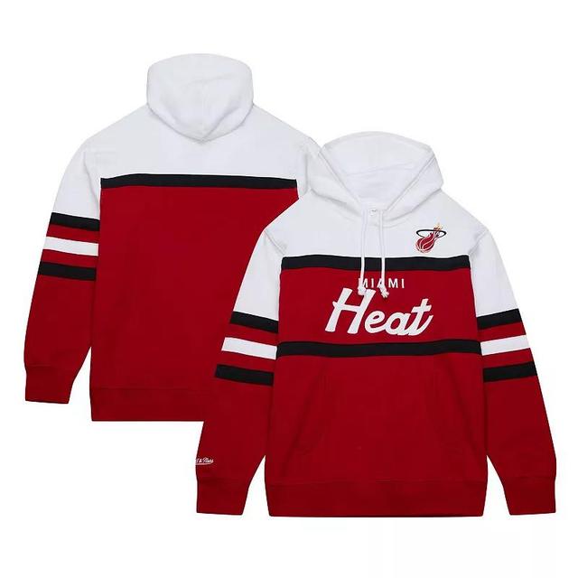 Mens Mitchell & Ness /White Miami Heat Head Coach Pullover Hoodie Product Image