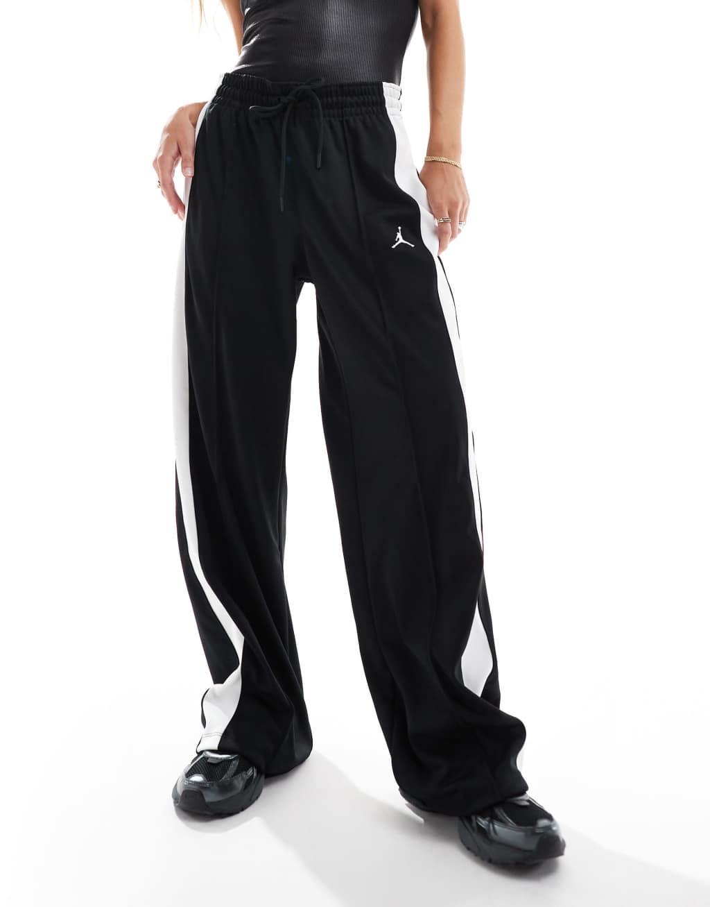 Nike Air Jordan knit wide leg sweatpants in black Product Image