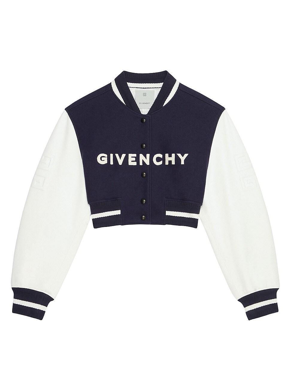 Womens Cropped Varsity Jacket in Wool and Leather Product Image