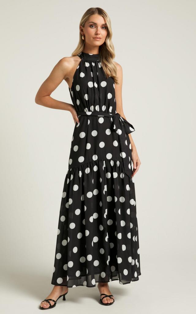 Chayenne Maxi Dress - Halter Neck Tie Waist in Vienna Spot Product Image