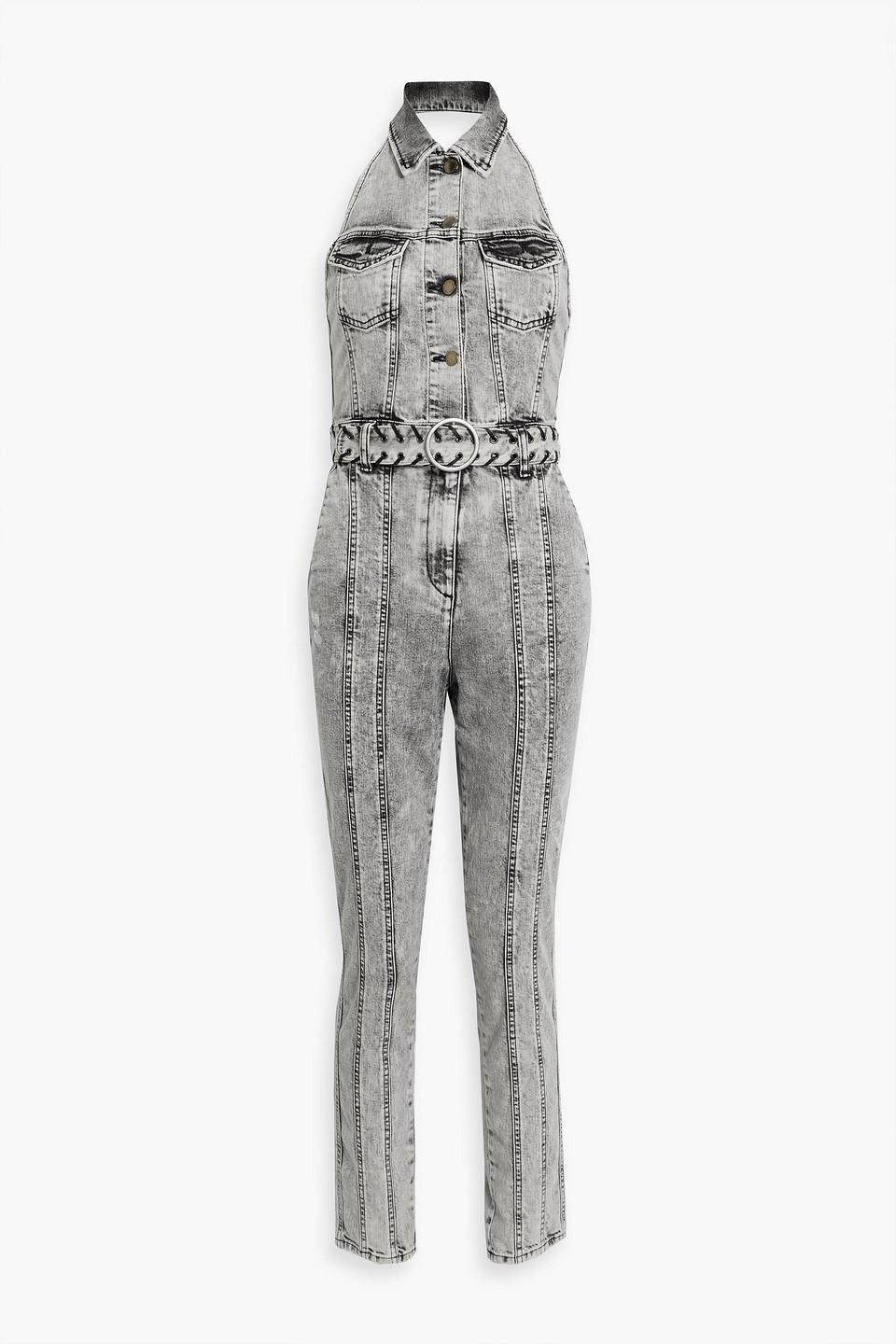 Ben Belted Denim Jumpsuit In Grey Product Image