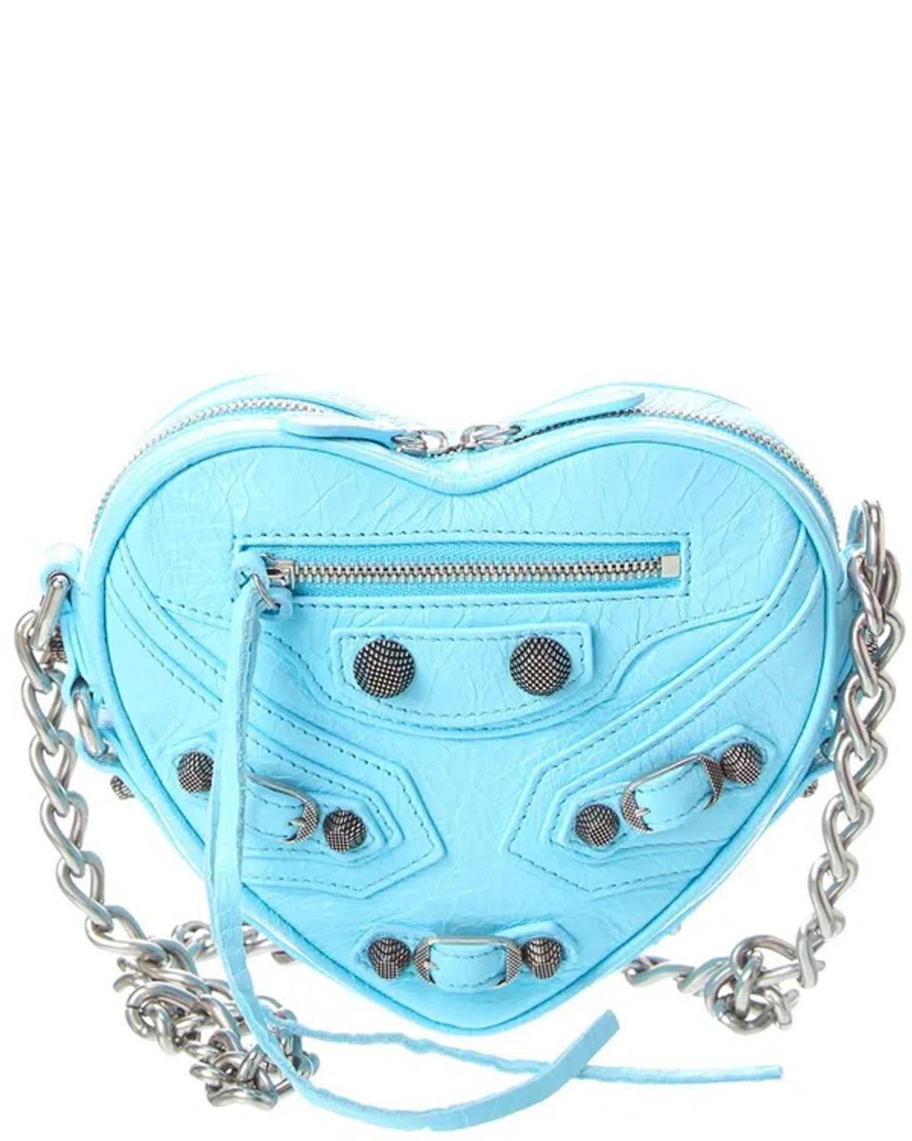 BALENCIAGA Mini Le Cagole Heart Crossbody Bag In Blue Product Image