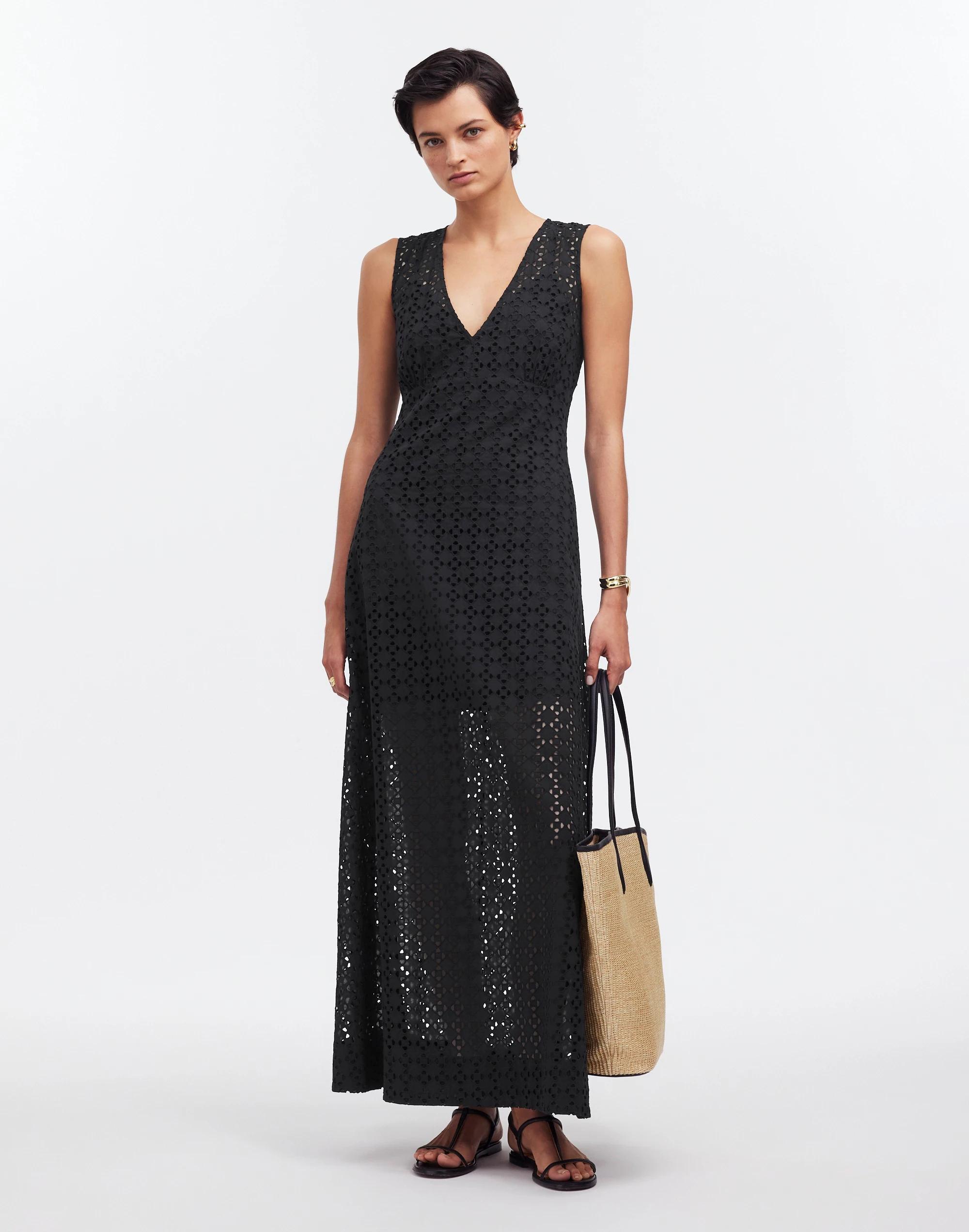 Eyelet V-Neck Maxi Dress Product Image