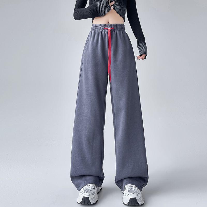 High Rise Plain Wide Leg Sweatpants product image