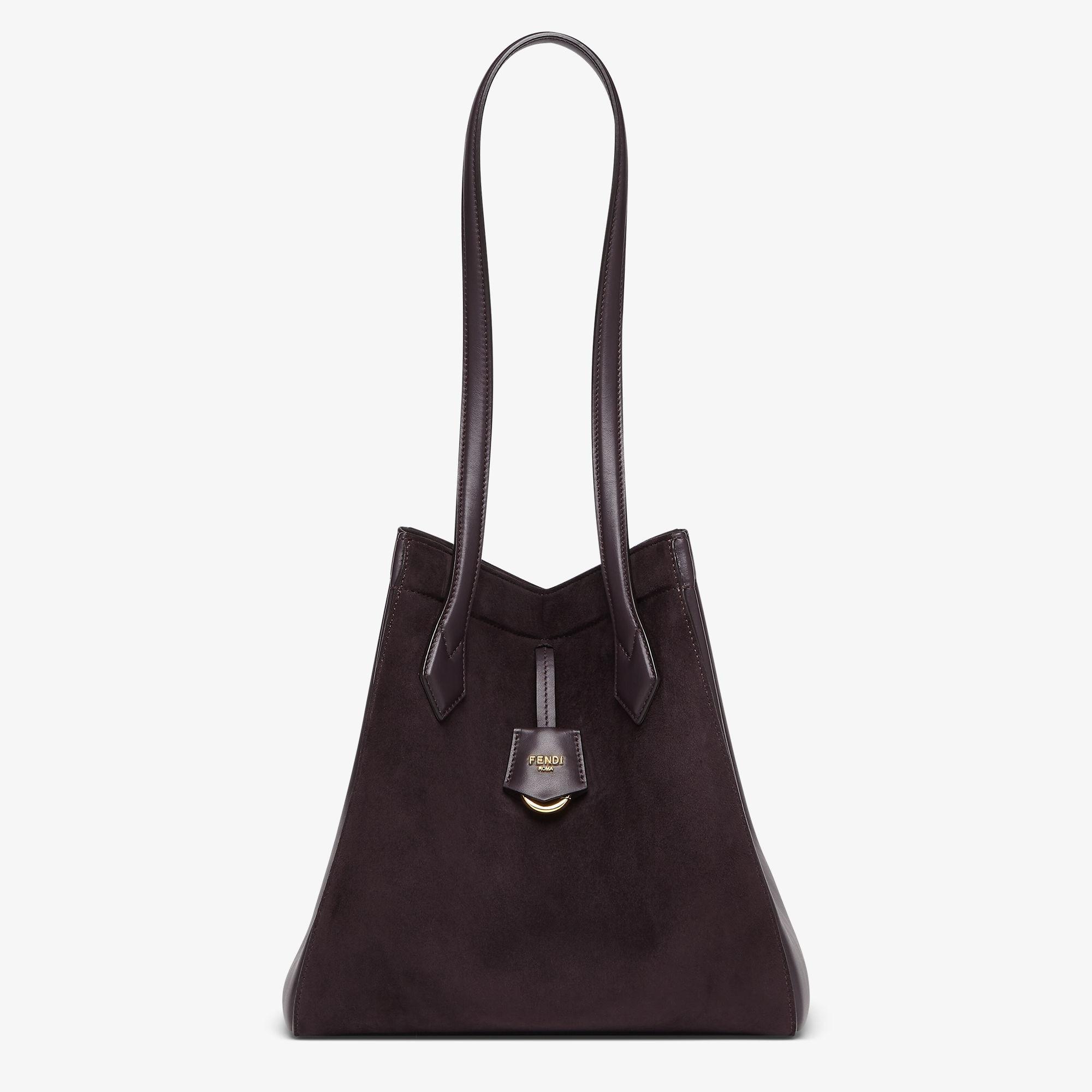 Fendi Origami MediumTransformable dark purple suede and leather bag Product Image