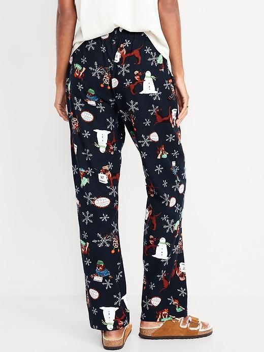 Mid-Rise Printed Flannel Pajama Pants Product Image