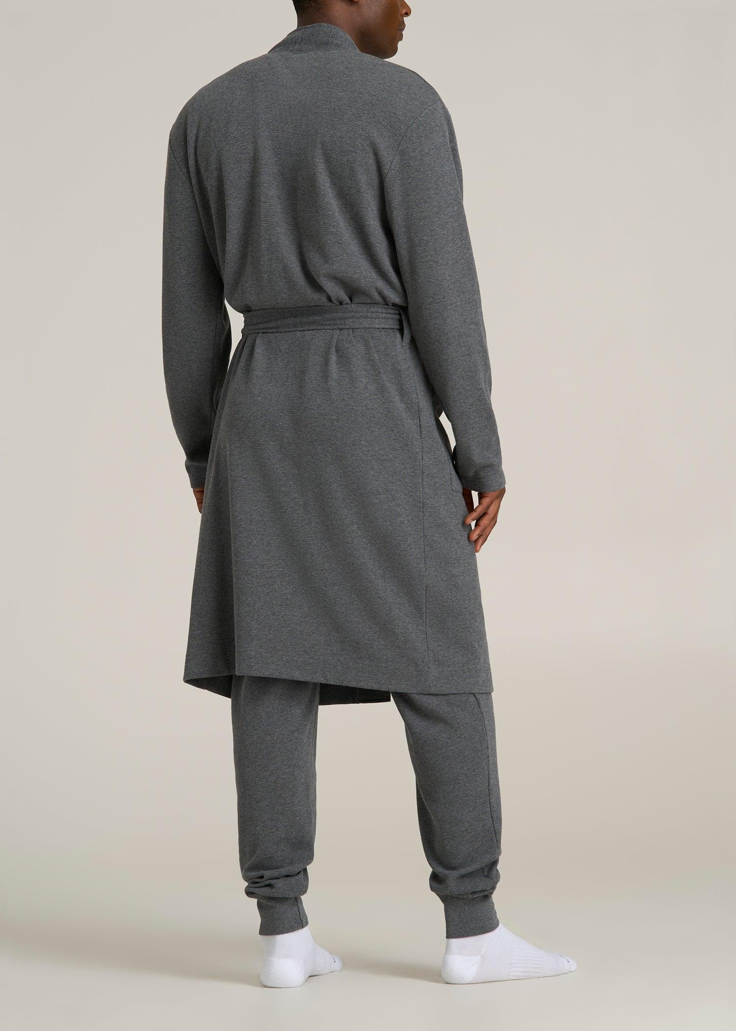 Waffle-Knit Lounge Robe for Tall Men in Stone Grey Mix Product Image