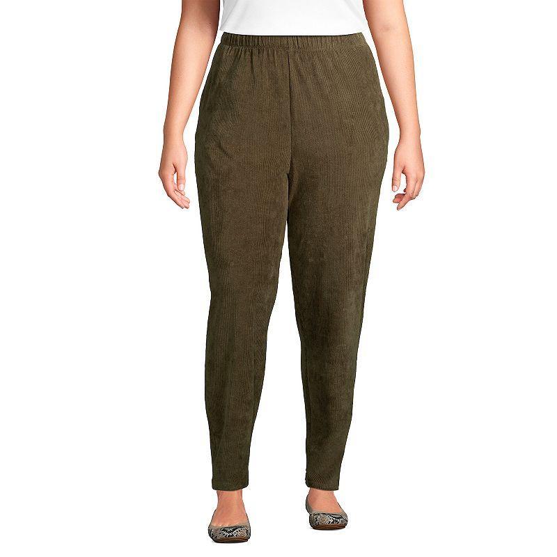 Plus Size Lands End Sport Knit High-Rise Corduroy Pull-On Pants, Womens Product Image