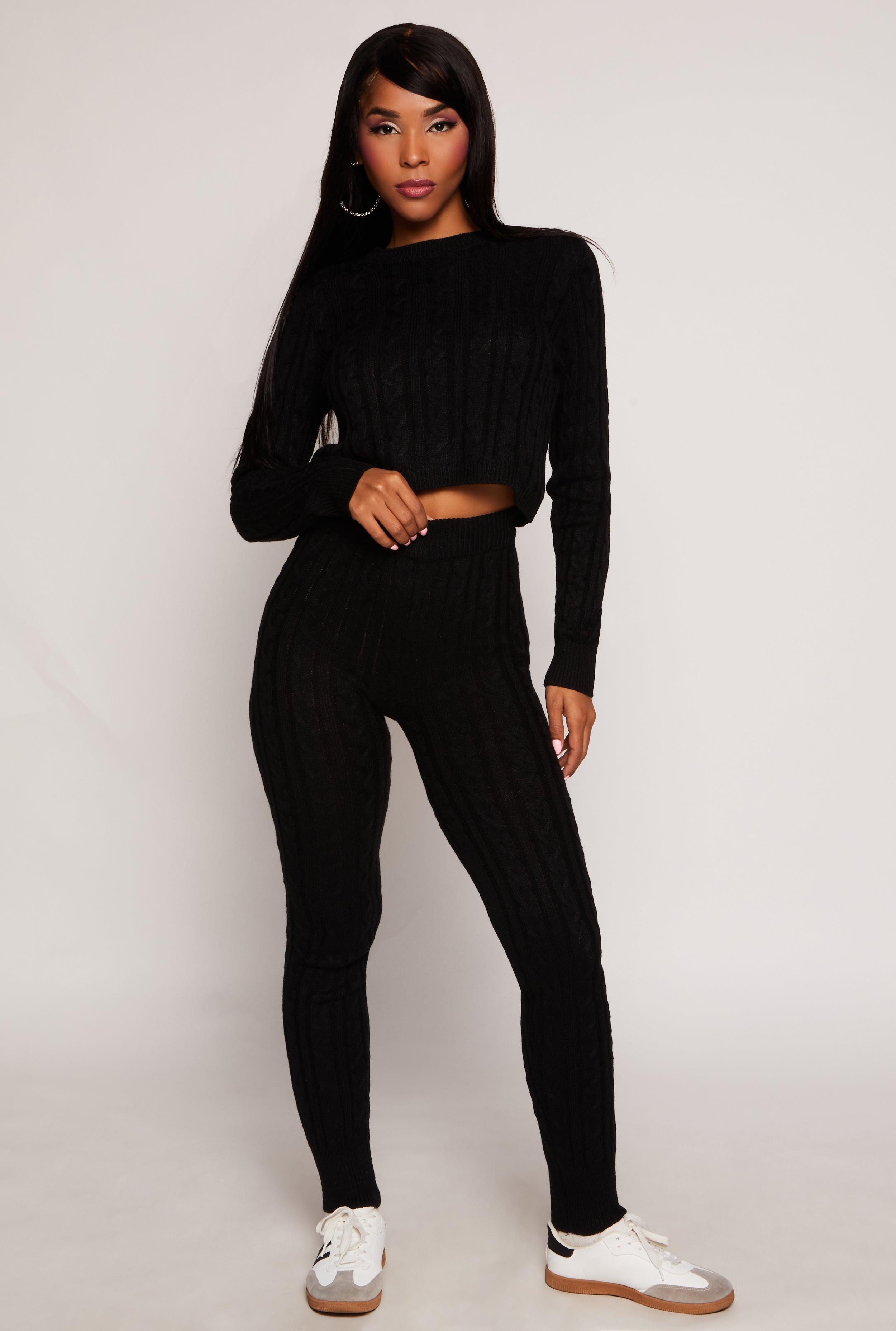 Womens Cable Knit High Waist Joggers Product Image