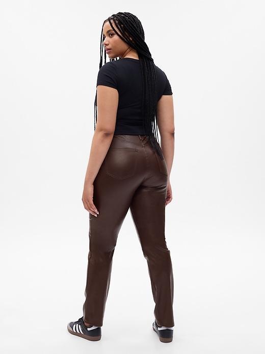 High Rise Vegan Leather Vintage Slim Pants Product Image