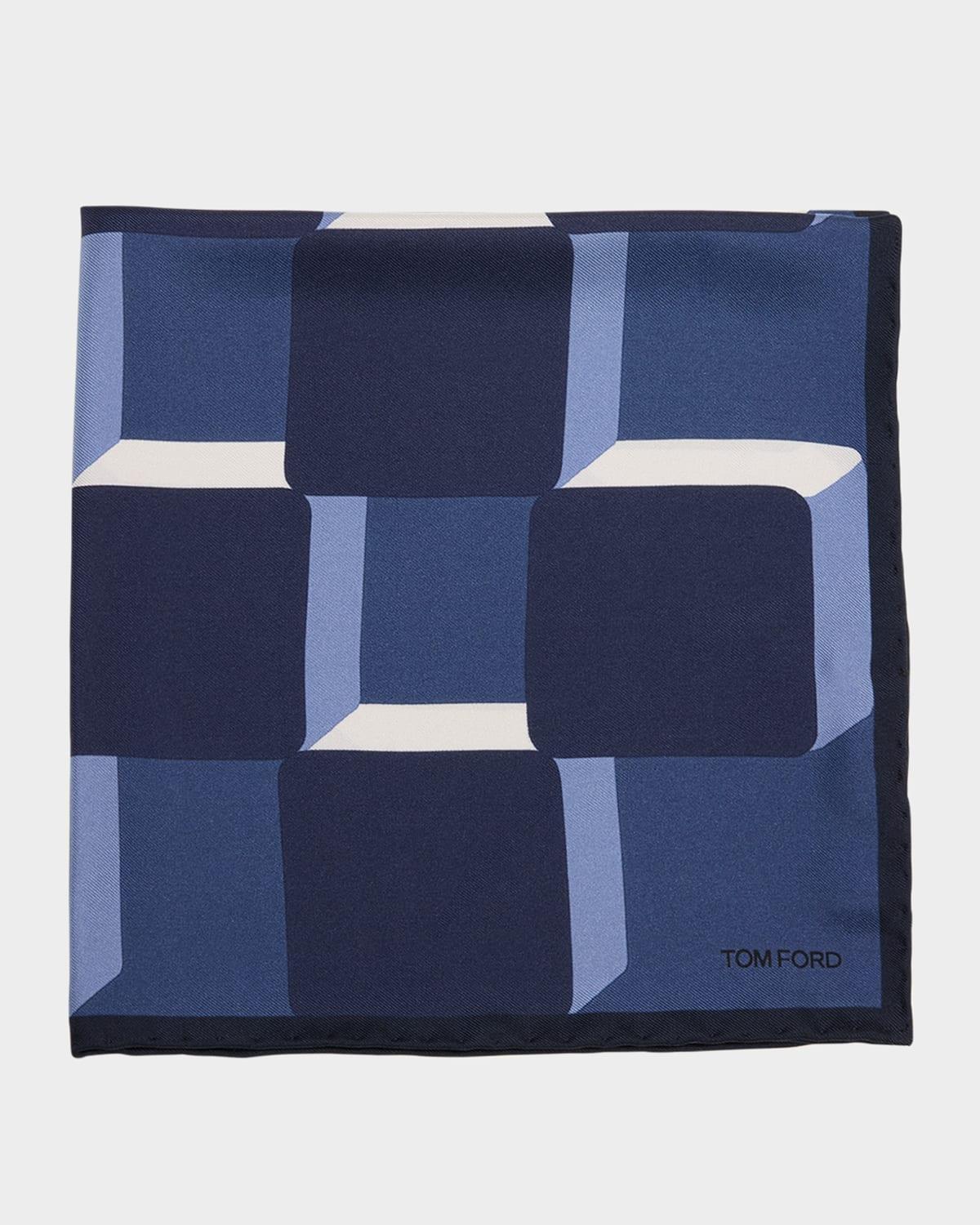 Men's Silk Geometric Pocket Square Product Image