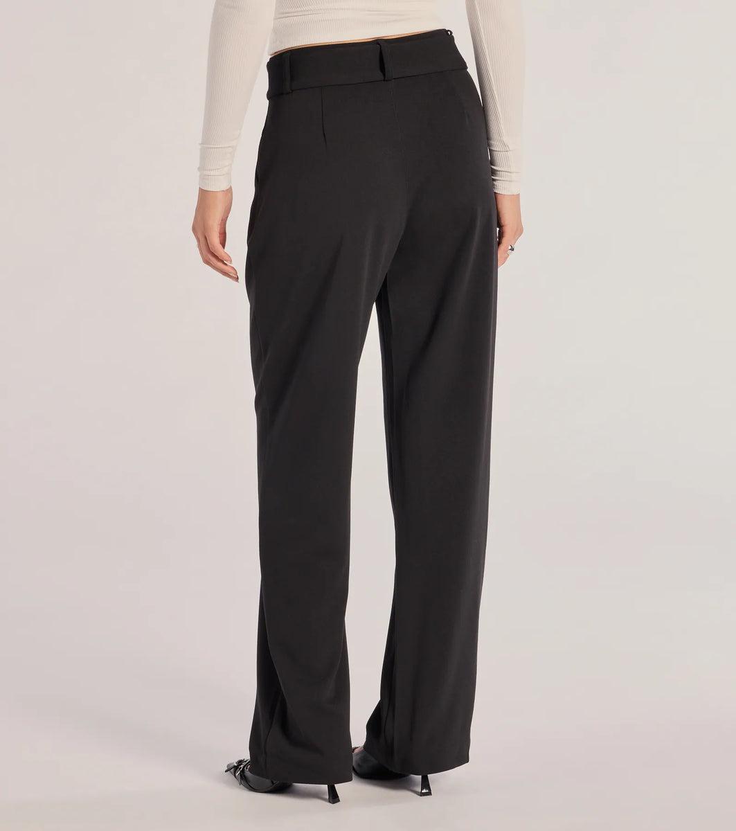 Sleek Impression Belted Straight-Leg Trouser Pants Product Image