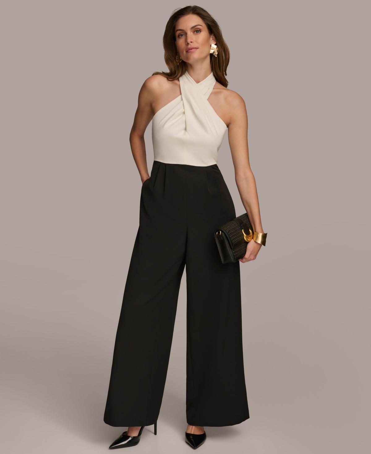 Women's Colorblocked Halter Jumpsuit Product Image