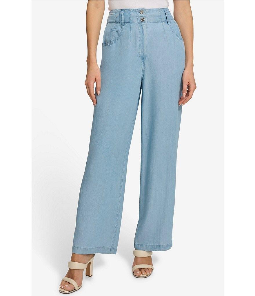 DKNY High Waist Wide Leg Tencel Trousers Product Image