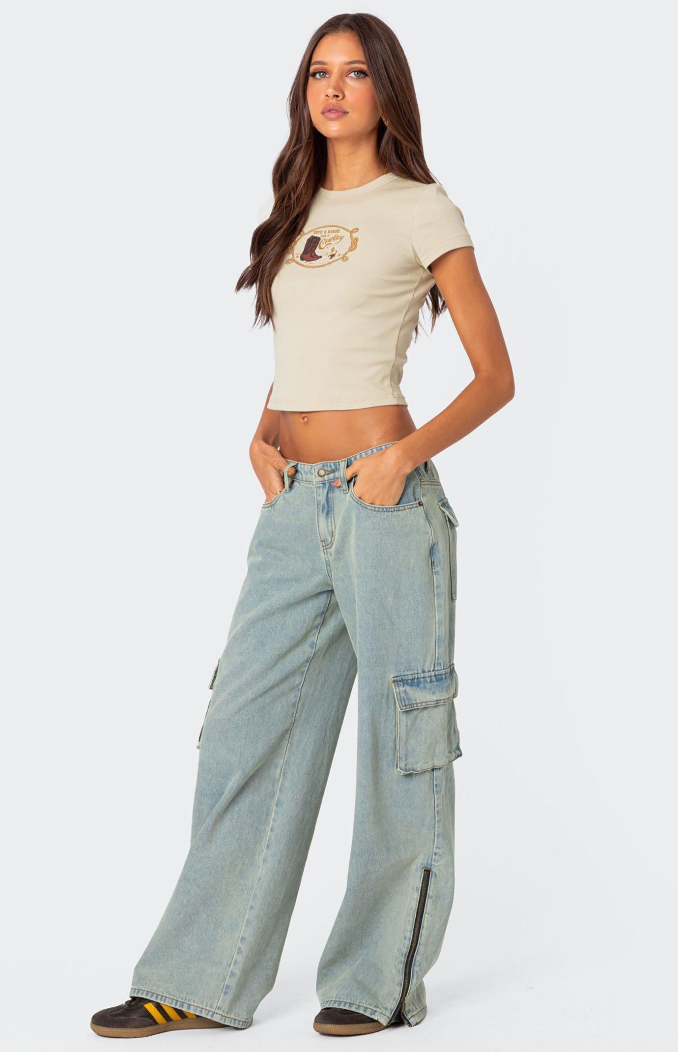 Edikted Women's Andi Low Rise Cargo Jeans Product Image