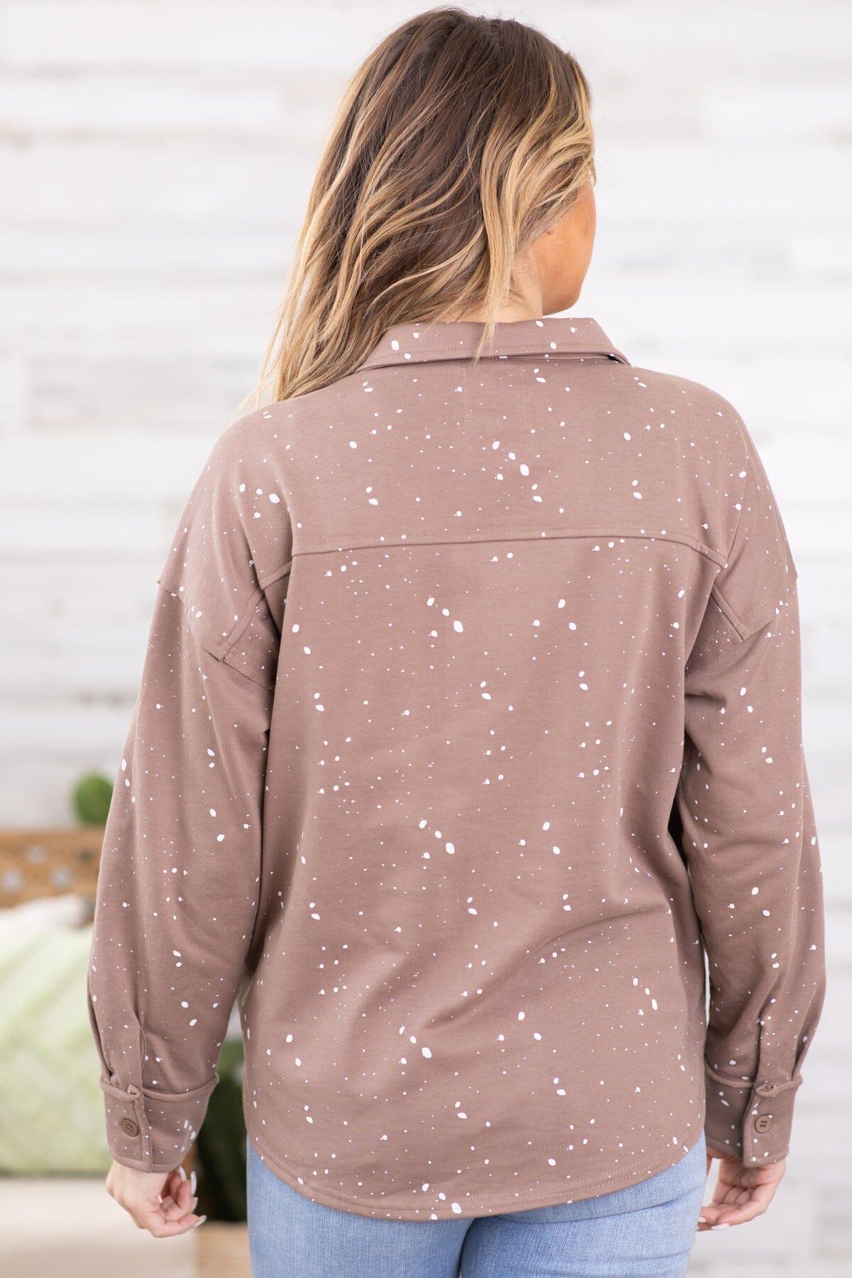 Mocha Bleach Splatter Knit Jacket Product Image