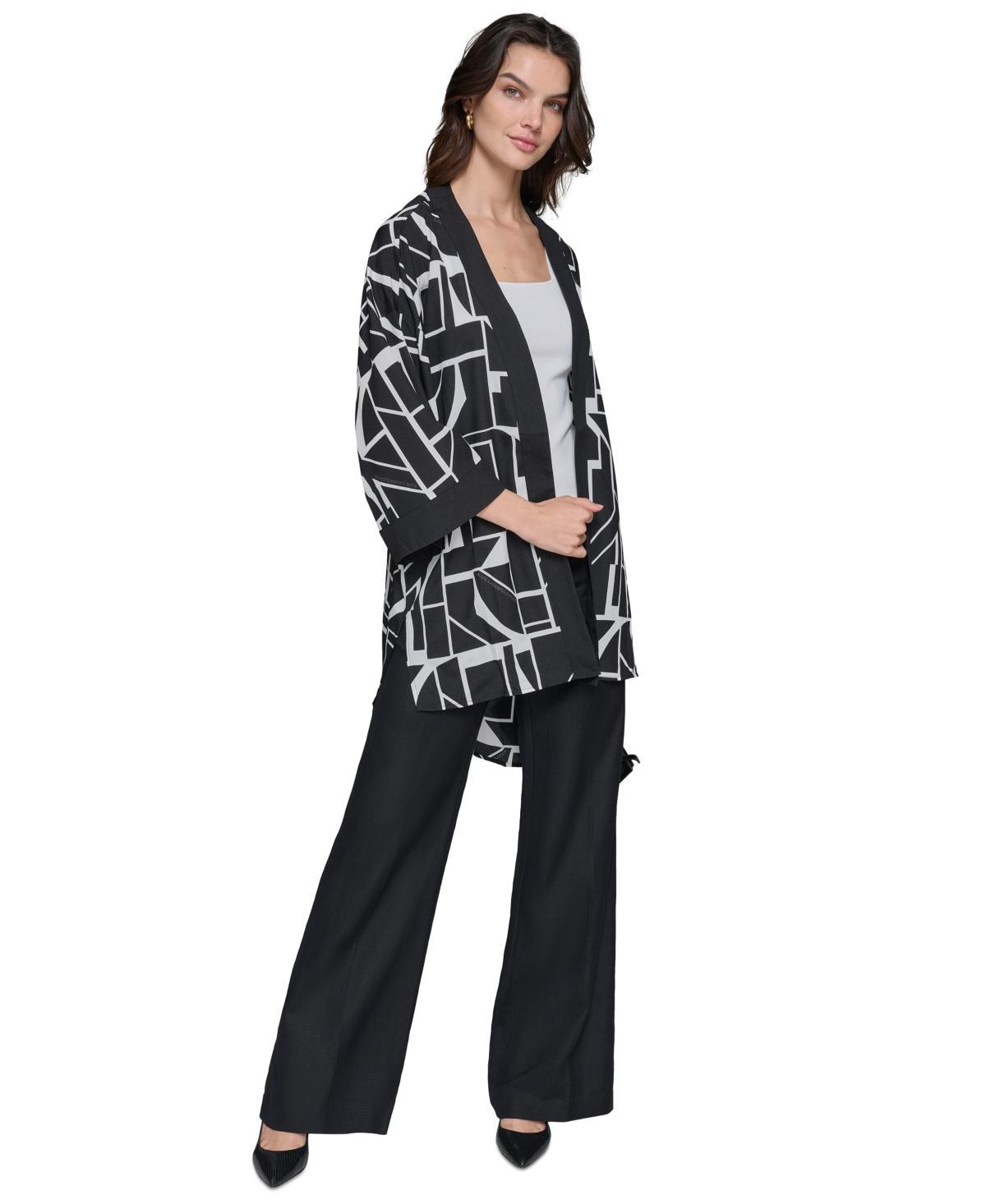 Karl Lagerfeld Paris Womens Printed Open-Front Kimono Product Image