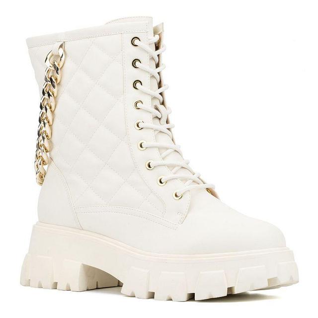 Womens Fashion to Figure Jane Wide-Width Combat Boots Ivory Product Image