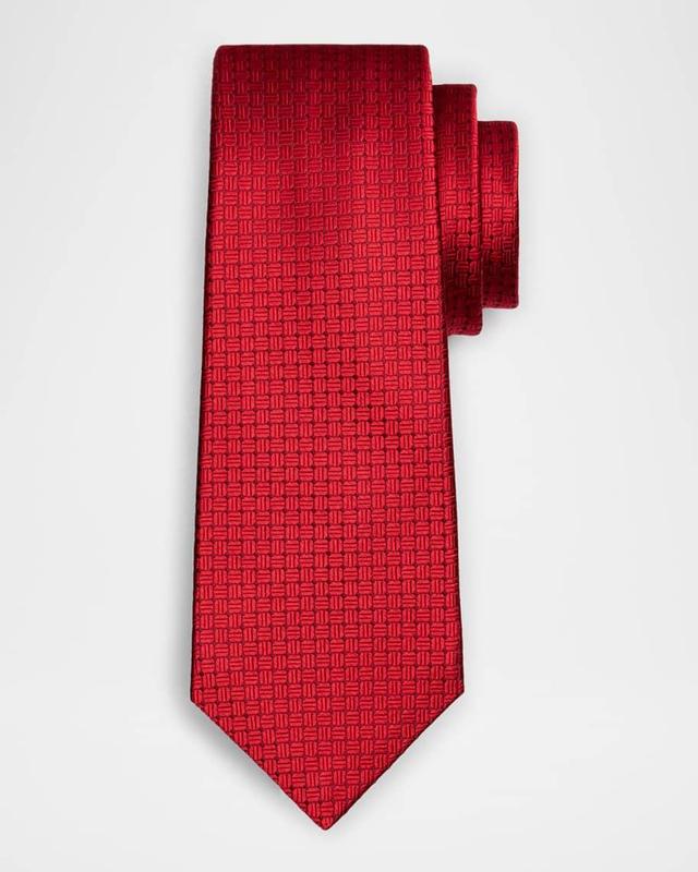 Men's Tonal Oval Jacquard Silk Tie Product Image