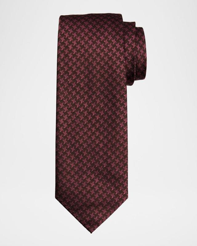 Mens Woven Houndstooth Silk Tie Product Image