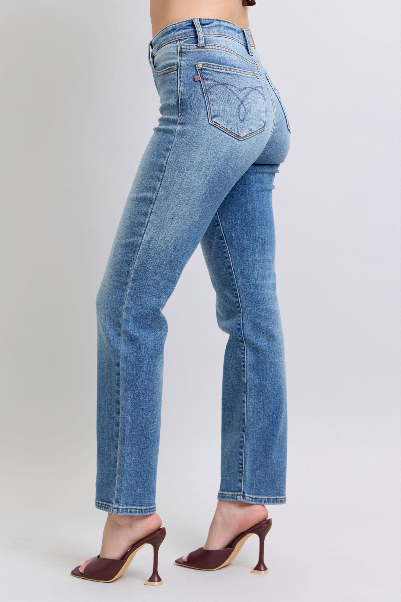 Judy Blue Vintage Wash Thermal Straight Jeans Product Image