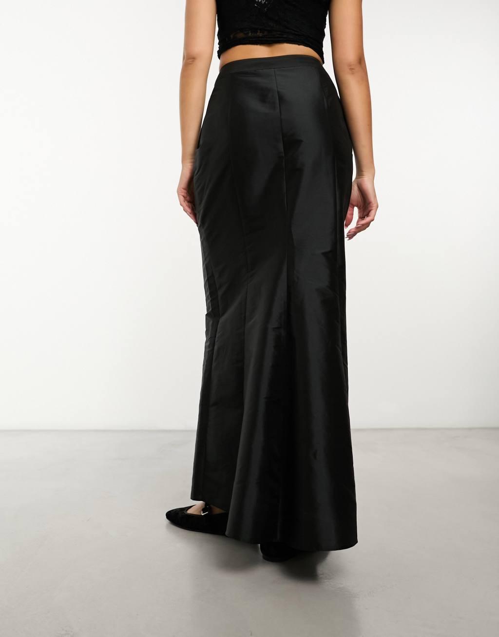 COLLUSION sporty maxi skirt with fishtail detail in black  Product Image