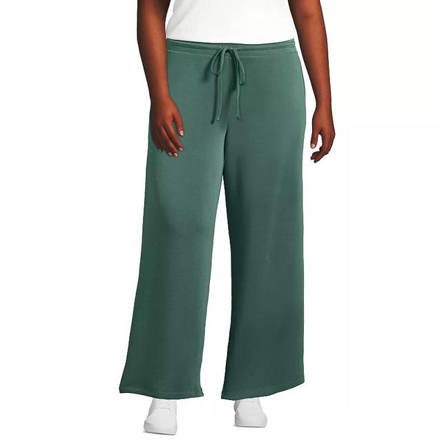 Plus Size Lands End Cupro Knit Mid Rise Wide Leg Pants, Womens Product Image