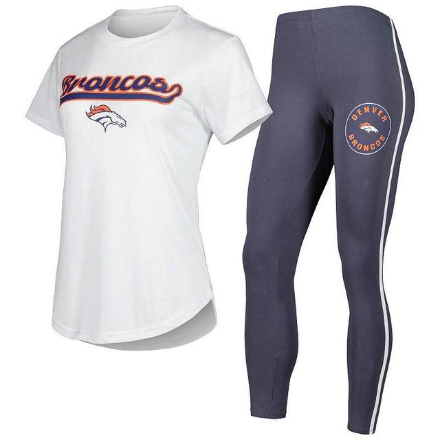 Womens Concepts Sport White/Charcoal Denver Broncos Sonata T-Shirt & Leggings Sleep Set Product Image