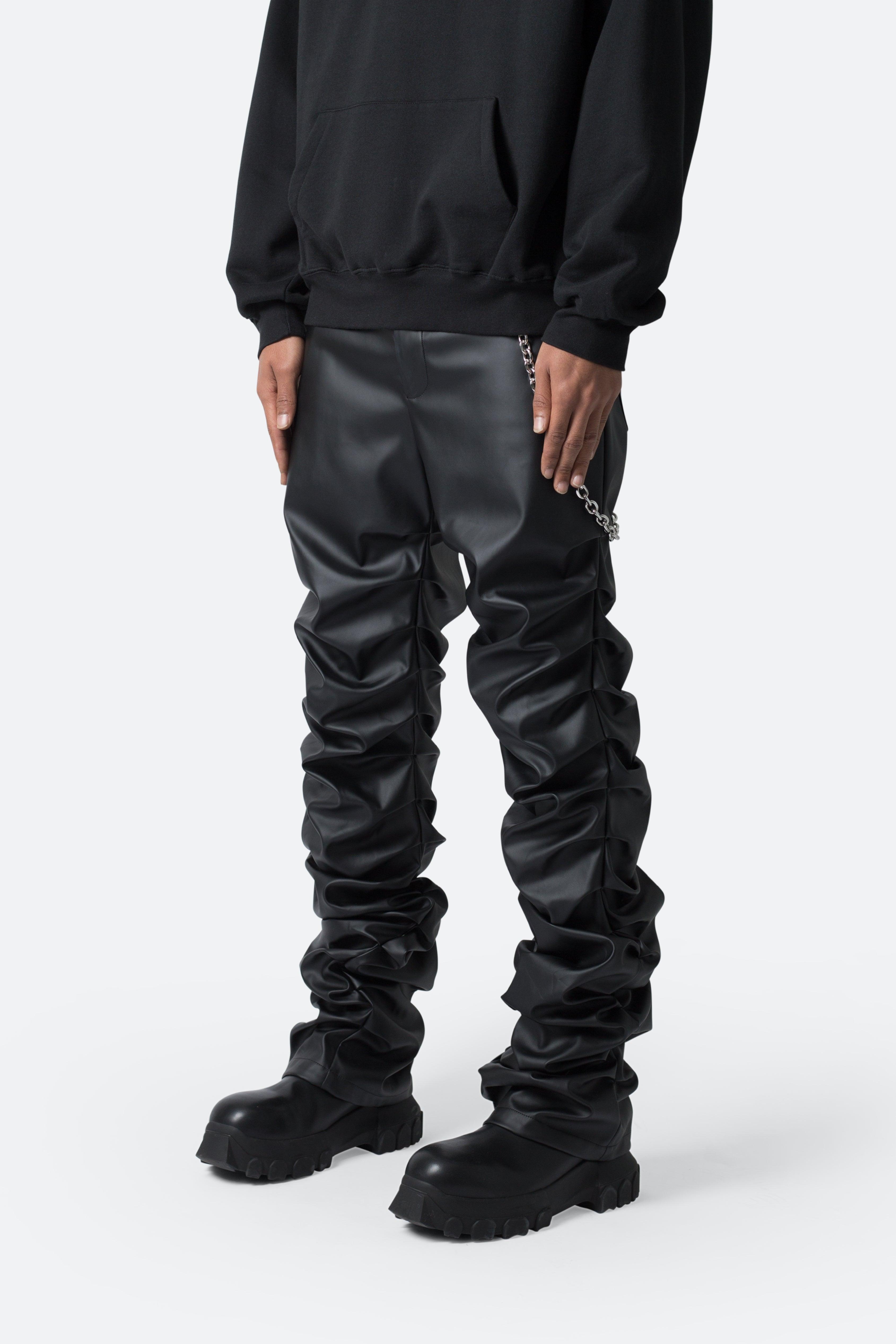 Stacked Leather Pants - Black Product Image