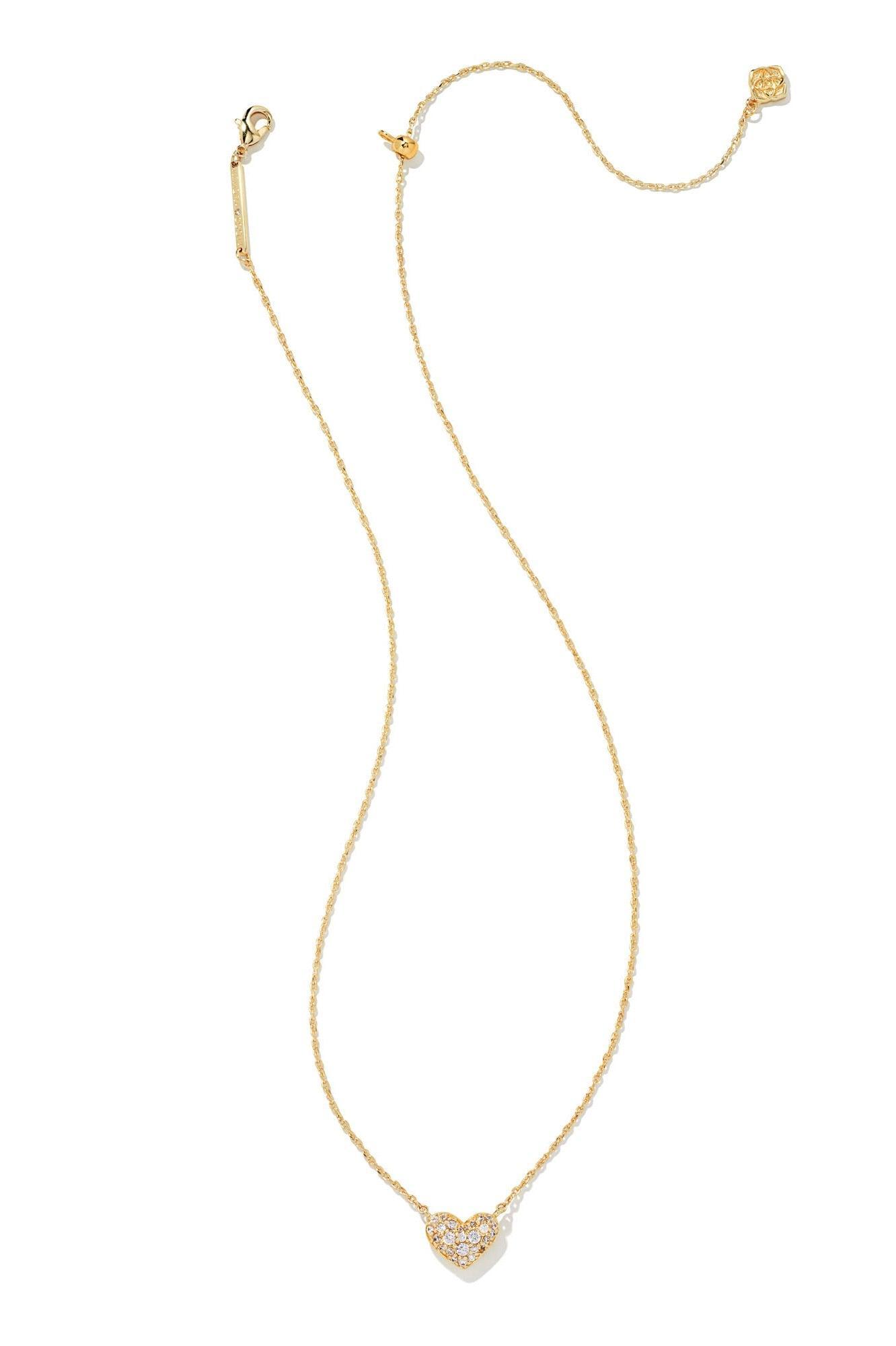 KENDRA SCOTT Ari Gold Pave Crystal Heart Necklace Gold Metal White Crystal Product Image