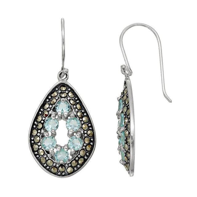 Tori HillSterling Silver Cubic Zirconia & Marcasite Teardrop Earrings, Womens, Multicolor Product Image