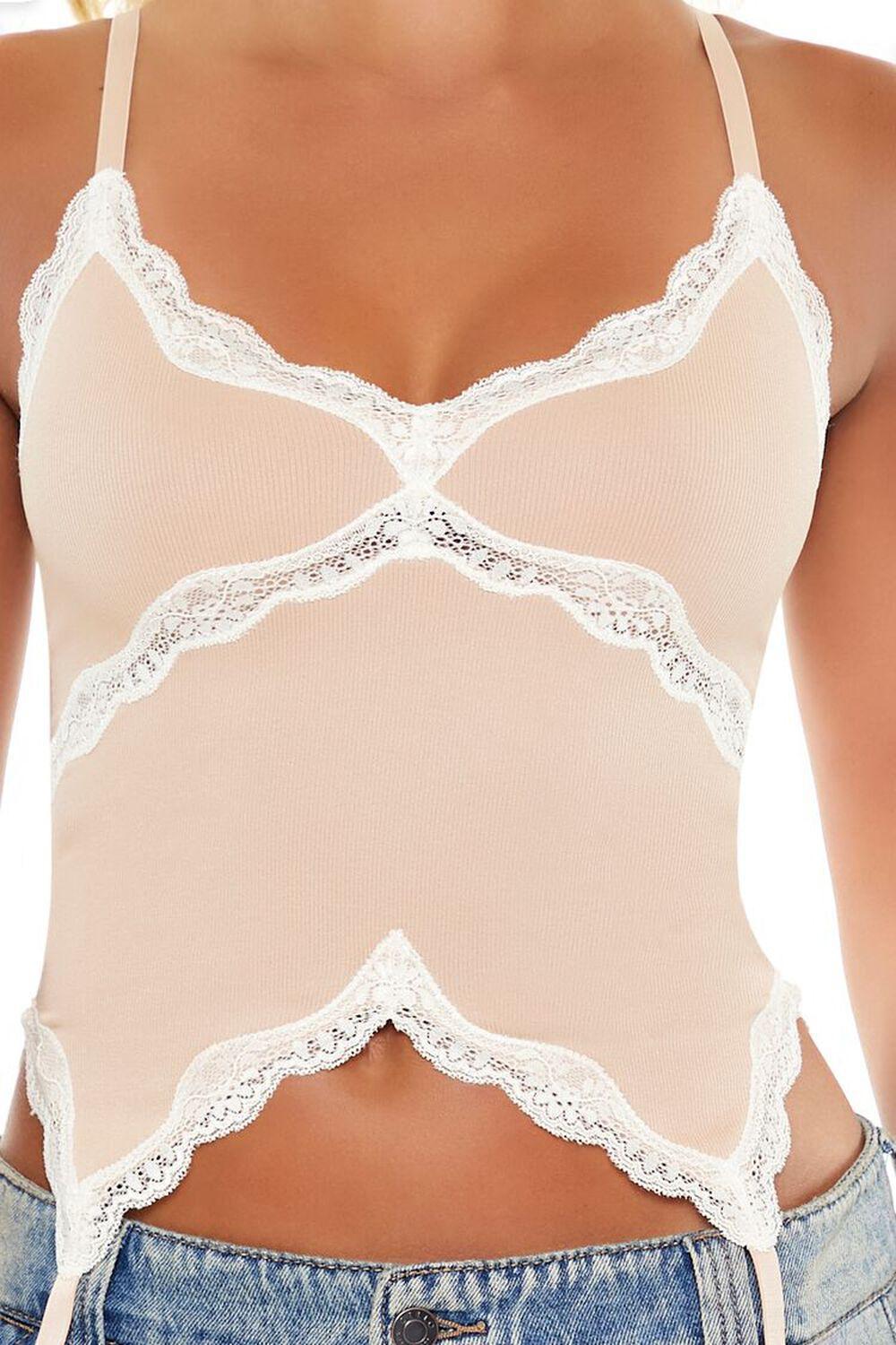 Seamless Lace-Trim Suspender Cami | Forever 21 Product Image