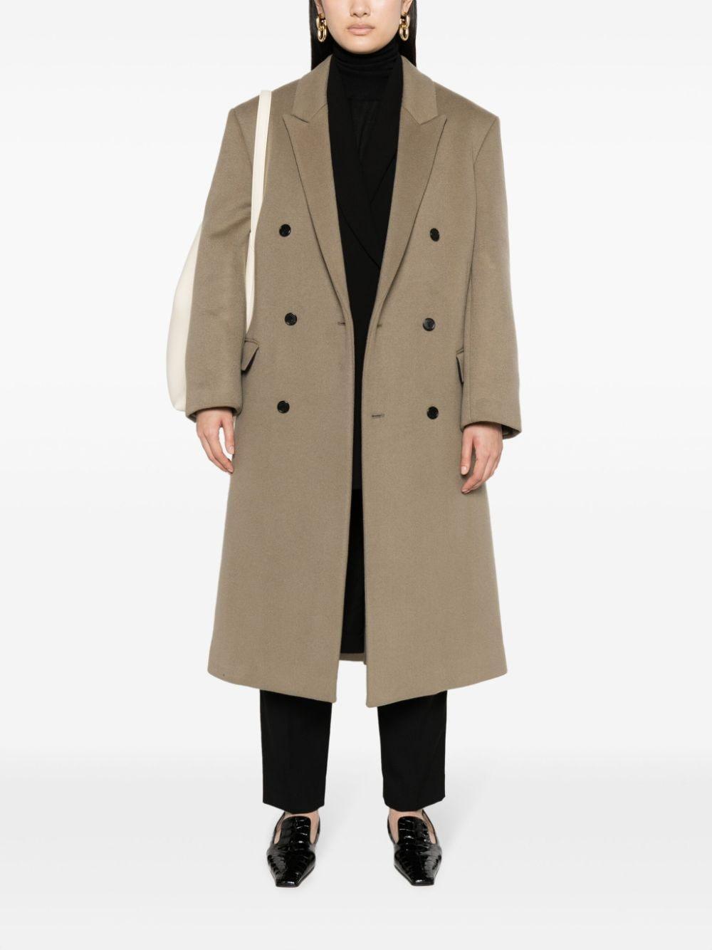 THE ROW Anderson Double-breasted Cashmere Coat In Brown Product Image