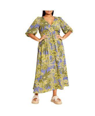 Plus Size Daydream Print V-neck Maxi Dress Product Image