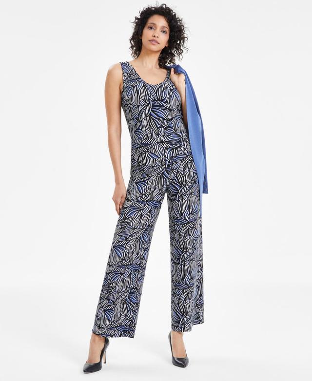 Anne Klein Womens Printed High Rise Pull-On Pants - Blue Jay Product Image