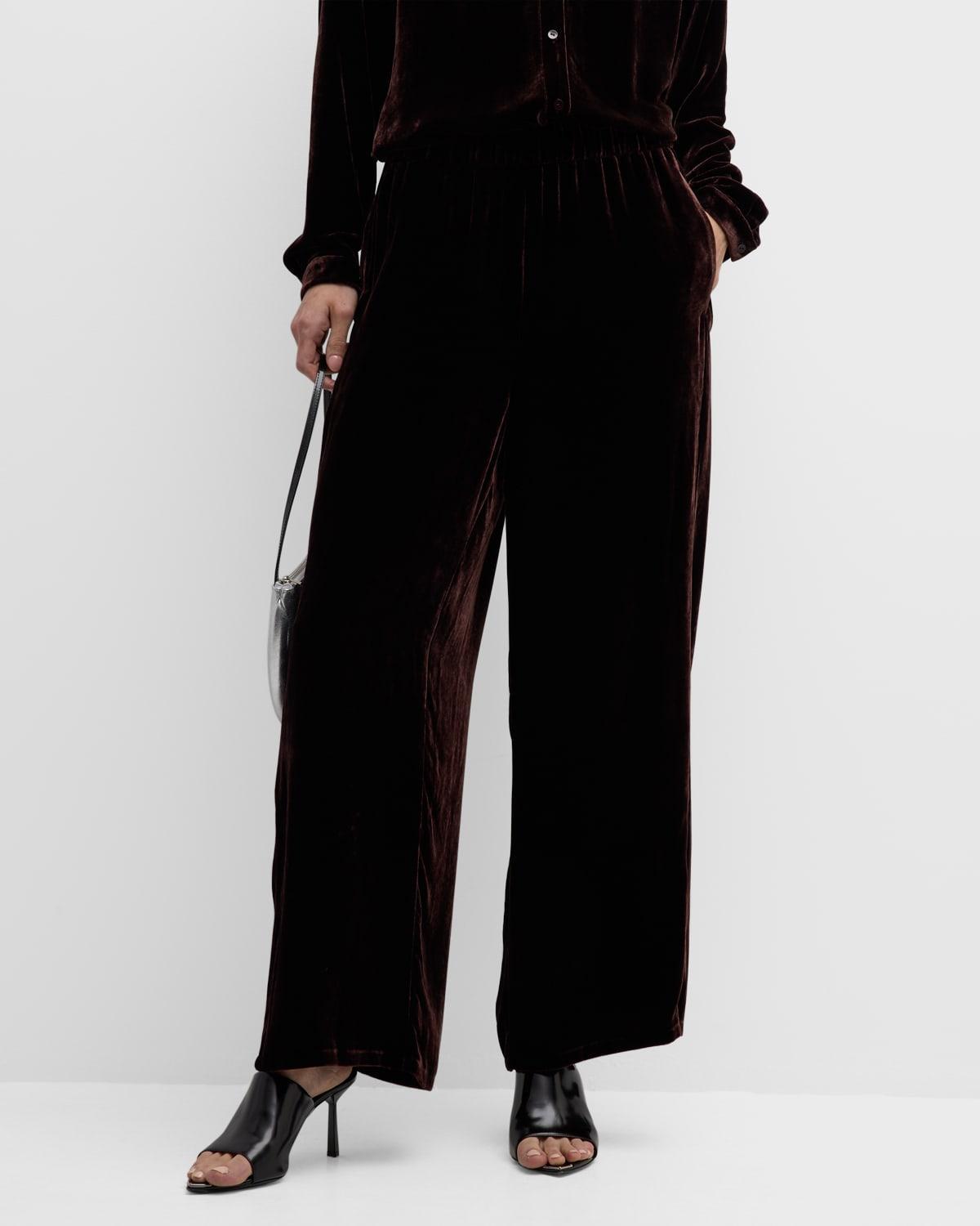 Wide-Leg Velvet Pants Product Image