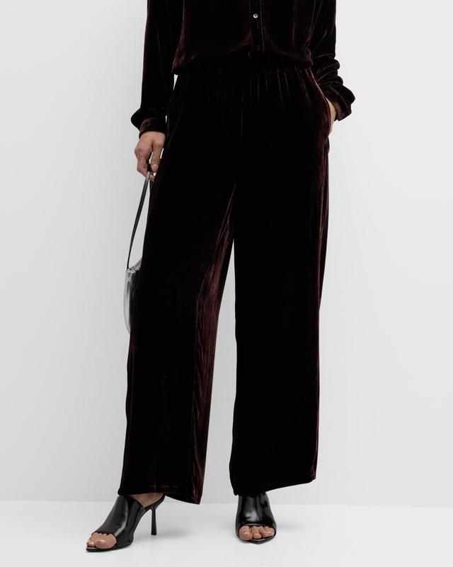 Eileen Fisher Silk Velvet Wide-Leg Pull Product Image