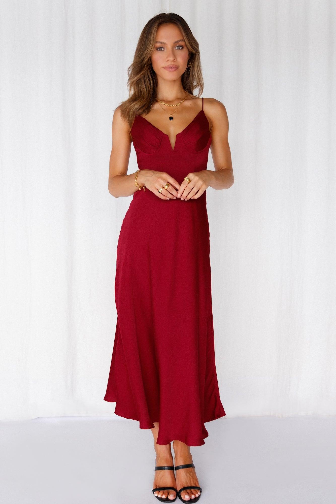 Private Kiss Midi Dress Cherry Product Image